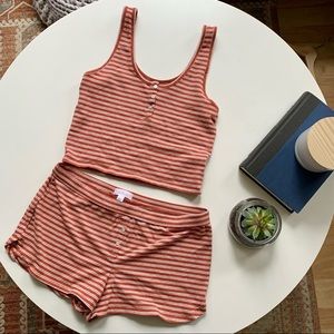 Cotton orange & white striped pajama set